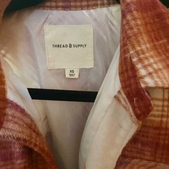 Thread & Supply Oversized Plaid Flannel Shacket X Small Western Utility - Picture 3 of 4